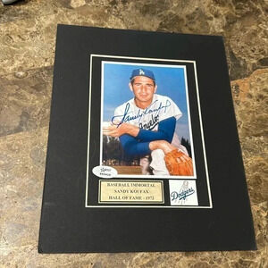 Dodgers legend Sandy Koufax autographed photo matted
